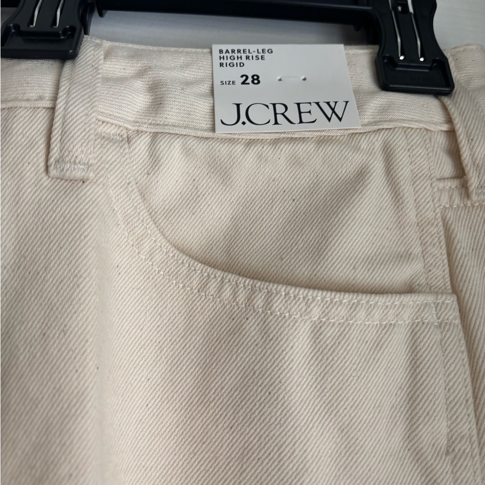 J. Crew Off-White Barrel Leg Jeans - Picture 7 of 11